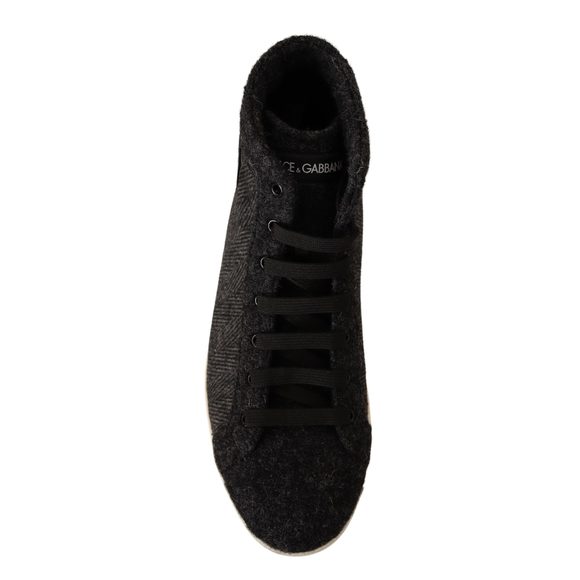 Dolce & Gabbana Gray Wool Cotton Casual High Top Sneakers - Picture 6 of 6